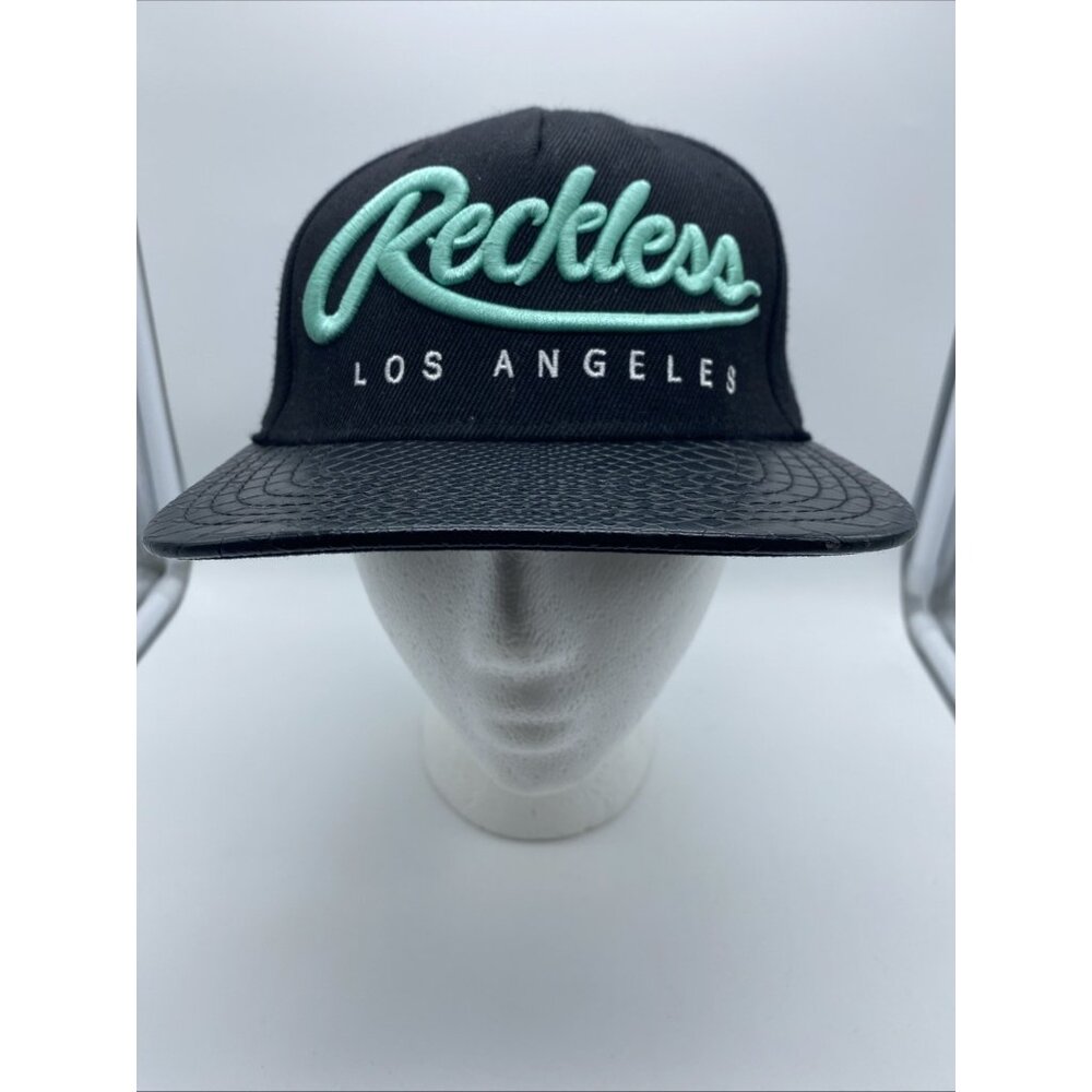 Young & Reckless Y&R Snapback Hat Black Teal Wool Blend OSFM Los Angeles Cap